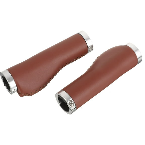 Soimiss 2Pcs Light Brown Bike Handle Grips with Anti Skid Soft PU Material for Comfortable Cycling