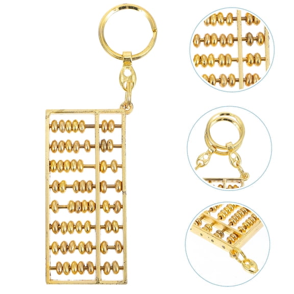 Soimiss 2Pcs Vintage Style Copper Alloy Abacus Key Chain Golden Pendant for Decoration