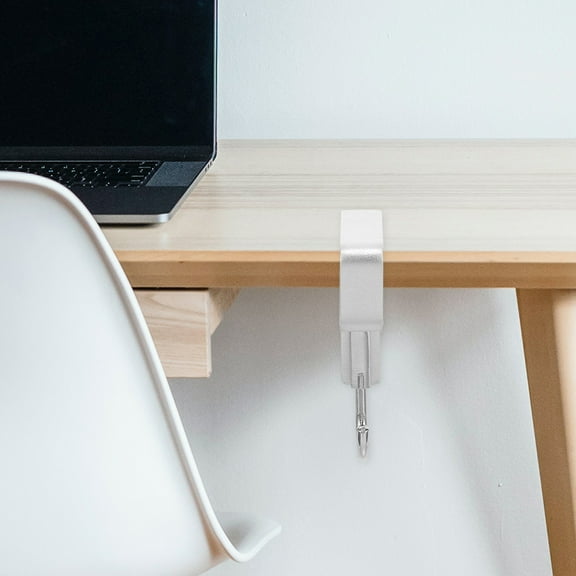 Soimiss 2Pcs Silver Metal Desk Backpack Hook Non Slip Bag Holder for Tableside