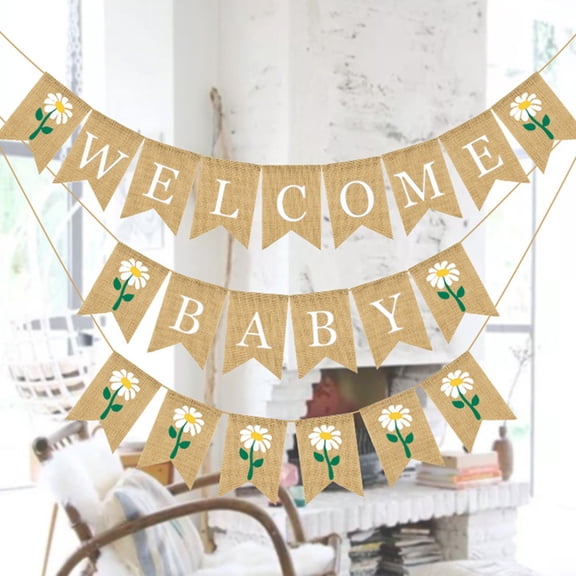 Soimiss 2Pcs Spring Party Banner Assorted Colors Stylish Linen Banderole for Celebration