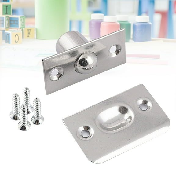 Soimiss 2Pcs Stainless Steel Closet Ball Catch Door Hardware with Adjustable Plate Plated Silver Finish