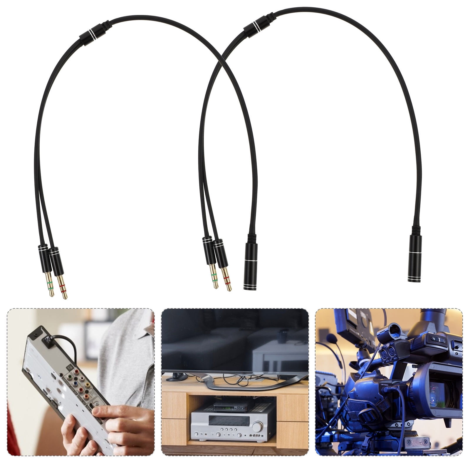 Soimiss 2pcs Mic Audio Y Splitter Cable -free Copper Wire Stereo Output ...