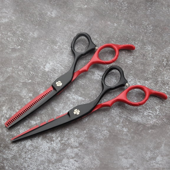 Soimiss Professional Hair Shears Red Stainless Steel for Barber Salon Home Use 2Pcs