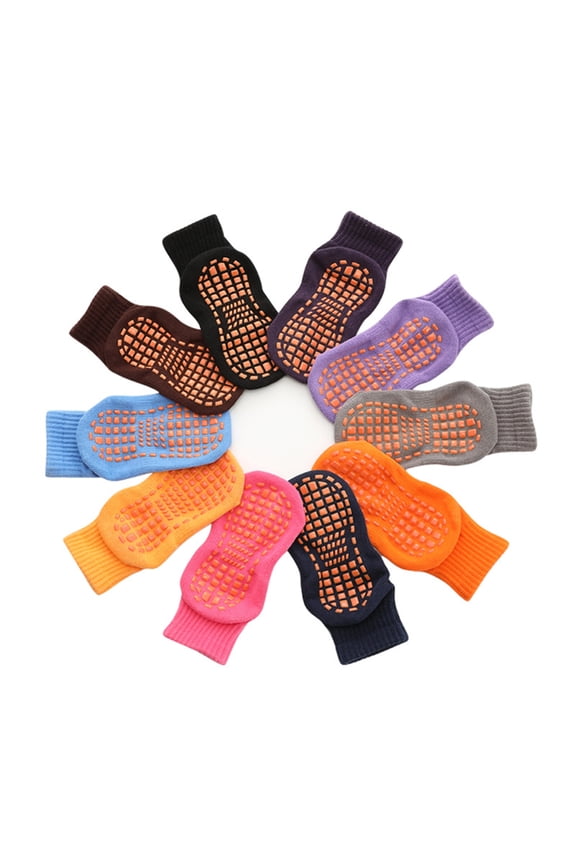 3 Pairs Boys Sport Socks Breathable Cotton Floor Socks in Orange for Smooth Wooden Board Use