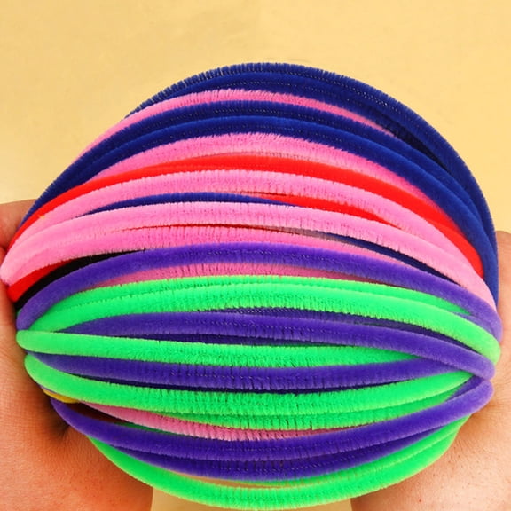 Soimiss 300Pcs Assorted Color Plush Sticks Handmade Art DIY Materials for Craft Decorations