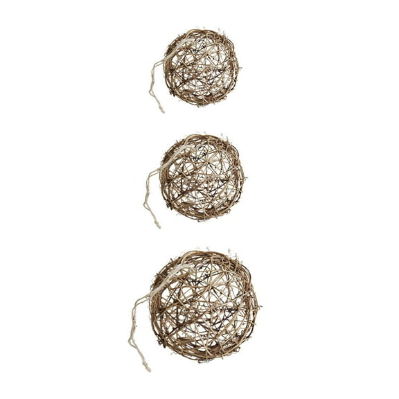 Soimiss 3Pack Rattan Woven Ball Brown Wedding Layout Prop Rustic Style Home Decor