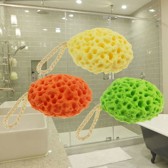 Soimiss 3Pcs Multicolor Bath Ball Cleansing Assorted Color for Adults in Shower