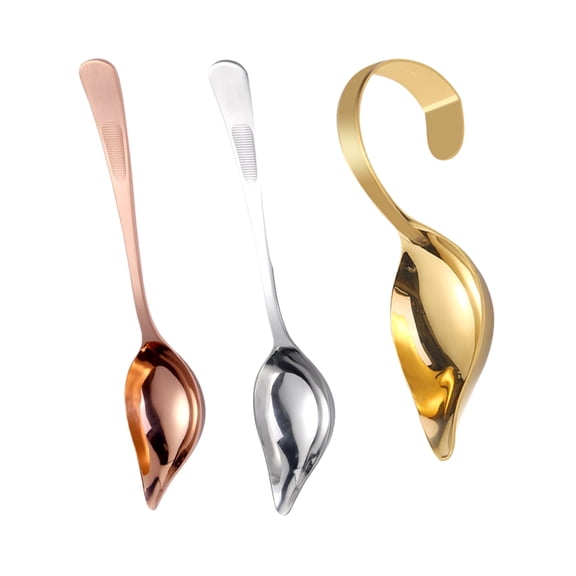 Soimiss 3Pcs Stainless Steel Saucier Spoon Set for Sauce Drizzle Coffee Art and Culinary Home Use in Plated Silver