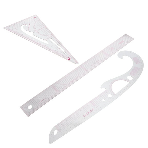 Soimiss 3Pcs Pattern Making for Tailoring Projects Transparent Ruler Set for Home Users Beginners