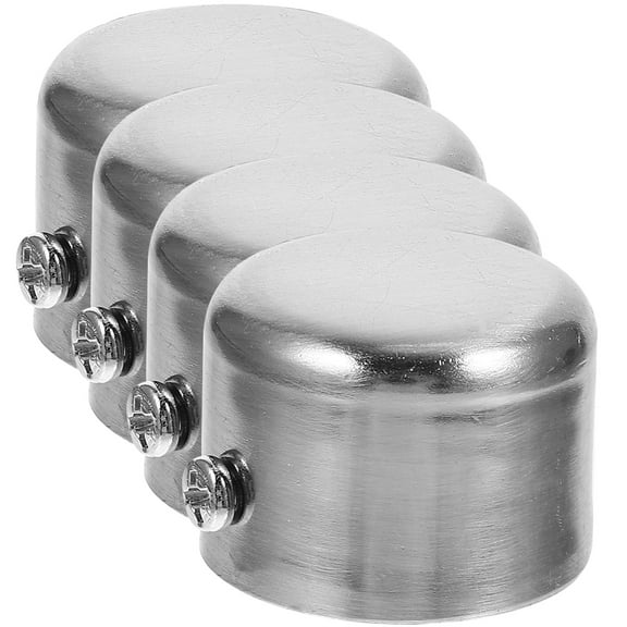 Soimiss 4Pcs Curtain Rod Finial Plugs Silver Alloy Easy to Install Chic for Designers