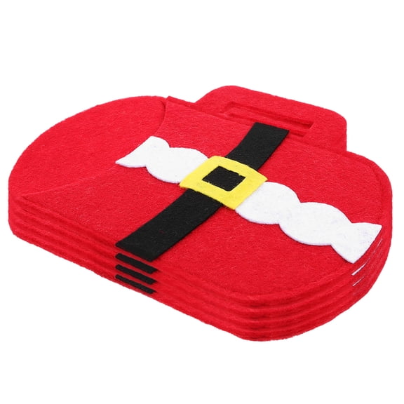 Soimiss 4Pcs Red Nonwoven Silverware Pouch Bag for Families and Party Hosts