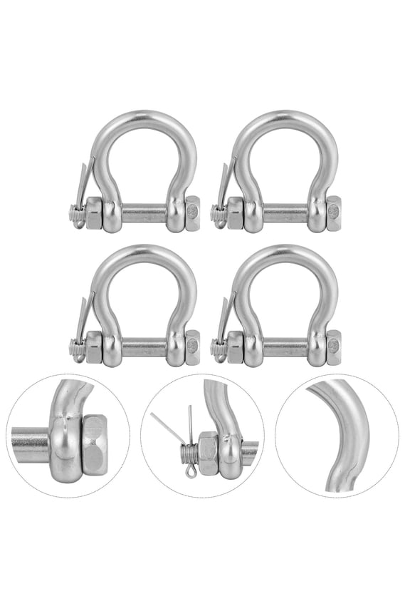 4Pcs Sturdy Stainless Steel Metal Shackles for Home Towing and Lifting Applications