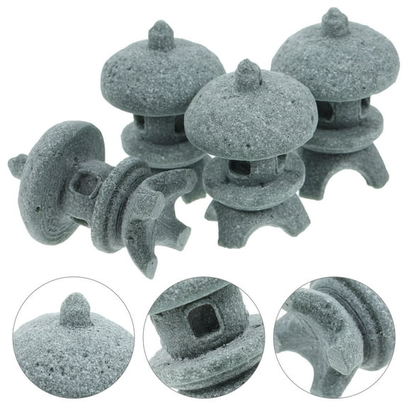 Soimiss 4Set Zen Style Garden Decoration Grey Sandstone Outdoor Statues