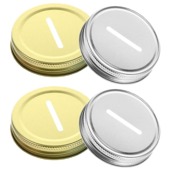 Soimiss 4Pcs Canning Jar Caps Iron Coin Bank Storage Jar for DIY Bank Family Use