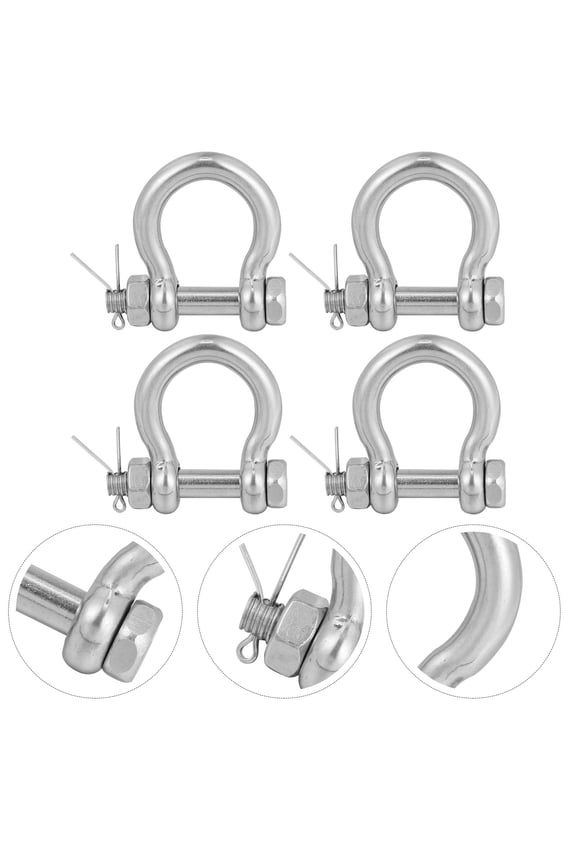 4Pcs Sturdy Stainless Steel Horseshoe Shape Shackles for Winch Towing and Home Applications