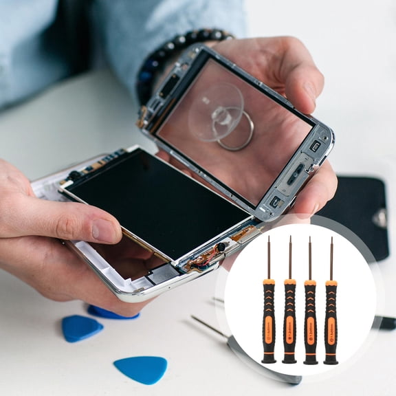 Soimiss 4pcs Small Screw Driver with Plastic Handle for Repair Work in DIY Projects