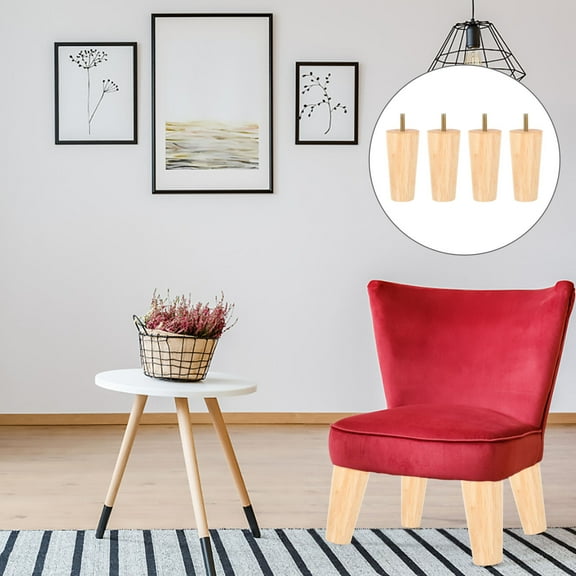 Soimiss Beige Tapered Table Legs Natural Wood Hand-Polished for Table Use 4Pcs