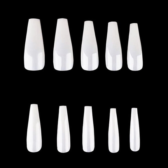 Soimiss 500 Pcs Ballerina Nail Tips Full Cover White for Christmas Prom and Dating