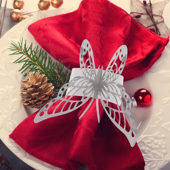Soimiss 50Pcs Artificial Butterfly Napkin Rings for Holiday Party Table Setup