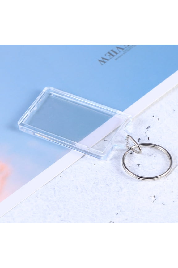 50Pcs Transparent Acrylic Photo Frame Keyring for Custom Logo Picture Insert and Keychain Use