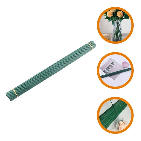 Soimiss 50Pcs Floral Stem Wire Green Iron Sticks for Wedding Bouquets and Crafts