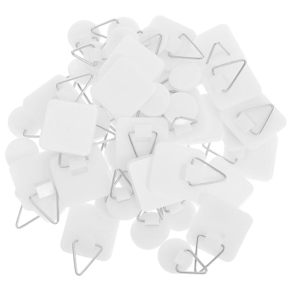 Soimiss 50Pcs White Stick on Hooks for Hanging Plates Adhesive Picture Hangers No Tools Needed