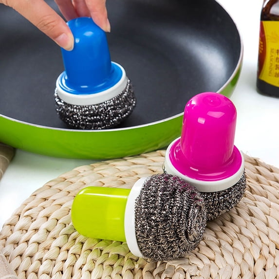 Soimiss 5PCS Stainless Steel Scrubbers Round Tools for Kitchen and Restaurant Cleaning