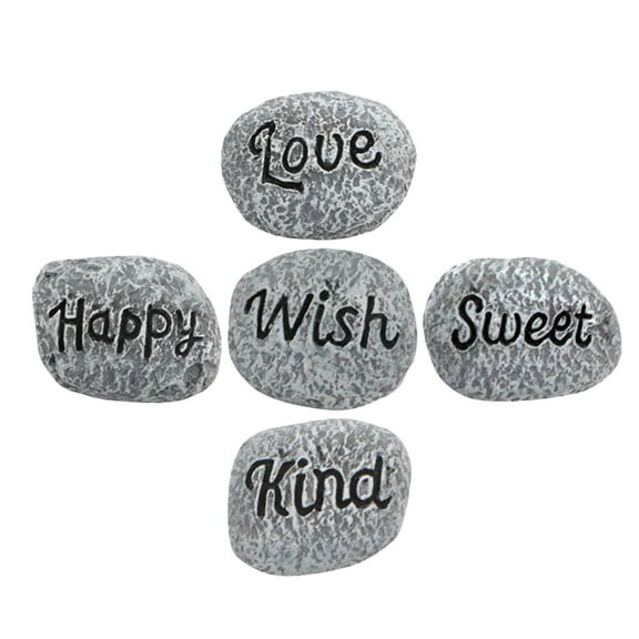 Soimiss 5Pcs Polished Grey Landscaping Rocks and Pebbles for Outdoor Yard Garden Decoration