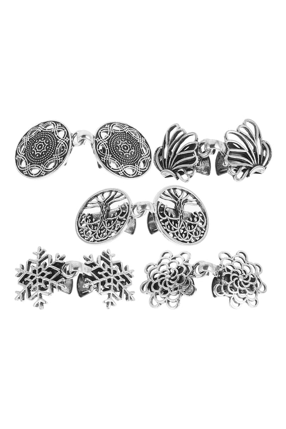 5Pcs Zinc Alloy Shawl Clips with Elegant Hollow Floral Design for Scarves Cardigans and Shirts