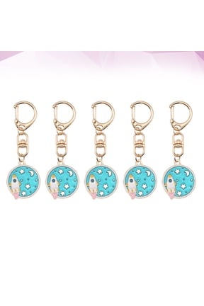 Creative Astronaut Keychain Sky-Blue Metal Key Rings for Everyday Use 5Pcs