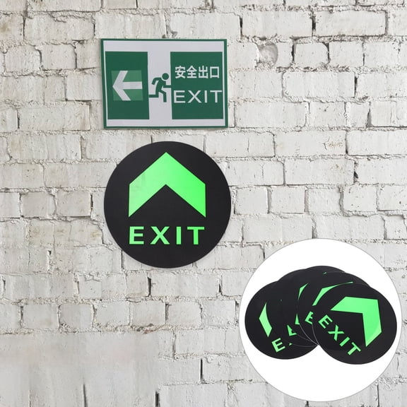 Soimiss 5Pcs Adhesive Exit Signs Green Glow in Dark Decals for Easy Location in Low Light