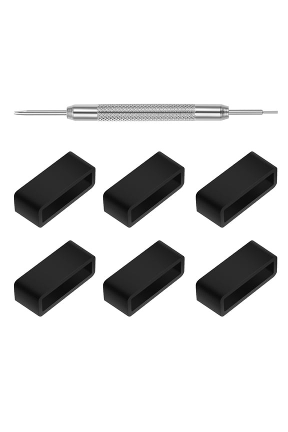 6 PCS Watch Bands Keeper Replacement Silicone Black Retainer Rings for Men and Women