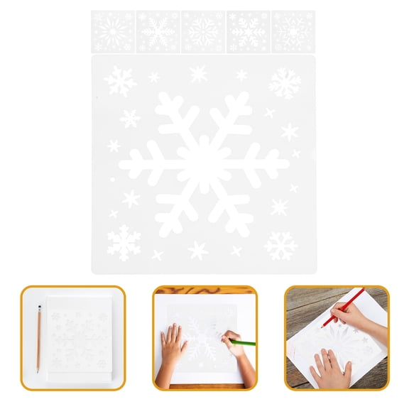 Soimiss Reusable Snowflake Drawing Stencils for Teens White Plastic 6Pcs