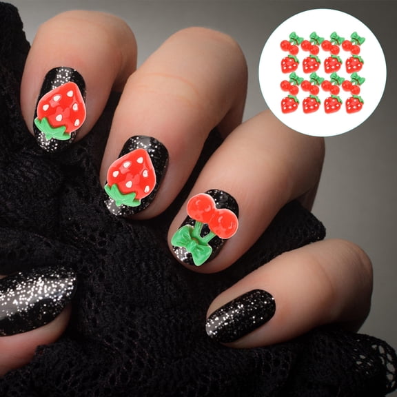 Soimiss 60Pcs Red Nail Art Fruit Slices Resin Charms for Elegant and Fashionable Nail Decor