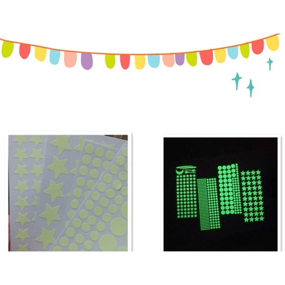 Soimiss 637Pcs Glow in the Dark Decals Wall Sticker Set in Light Green for Bedroom Nighttime Decoration