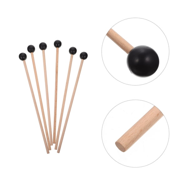 Soimiss 6Pack Drum Mallets Percussion Rubber Sticks For Students