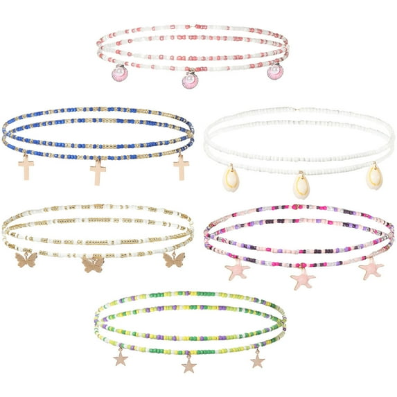 Soimiss 6Pcs Stylish Waist Beads Body Chains with Alloy and Rice Beads for Everyday Wear