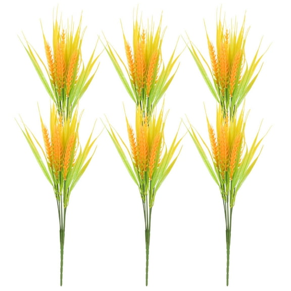 Soimiss Dried Wheat Sheaves Stalks Bouquet Bundles Simulated Wheat Ear Green 6Pcs Decorative