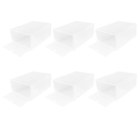 Soimiss 6Pcs Plastic Shoe Bins Storage Box Transparent for Home Organization General Users White