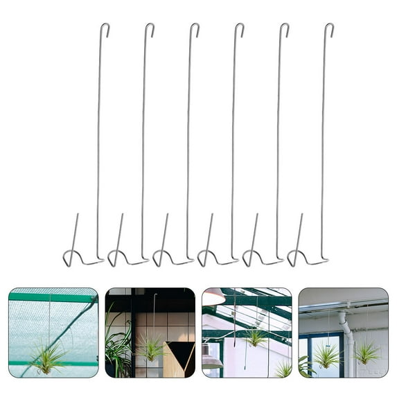 Soimiss 6Pcs Air Plant Planter Hook Stainless Steel Hanging Display for Air Fern and Bromeliads