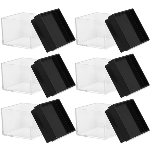 Soimiss 6Set Crystal Box Transparent Mini Storage Box Plastic Storage for Rock Collection Display