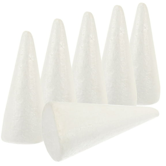 Soimiss 6Pcs White Foam Cones for DIY Crafts Durable Smooth Surface for Table Centerpiece Decor