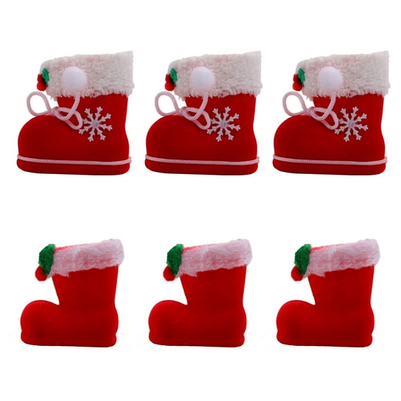 Soimiss 6pcs Holiday Boxes Red Fabric Storage Container Boot Shaped for Children