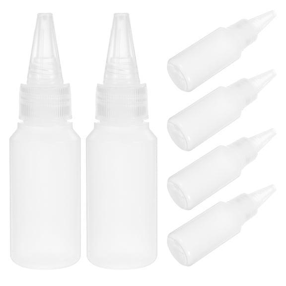 Soimiss 6Pcs Transparent Plastic Squeeze Bottles with Cap for DIY Crafts Precision Nozzle Durable Applicator
