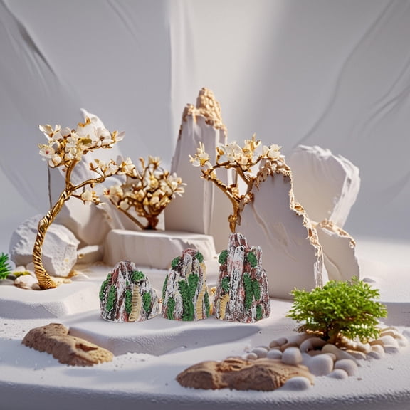 Soimiss 6Pcs Resin Simulation Rockery Models for Terrarium and Tabletop Ornamental Display