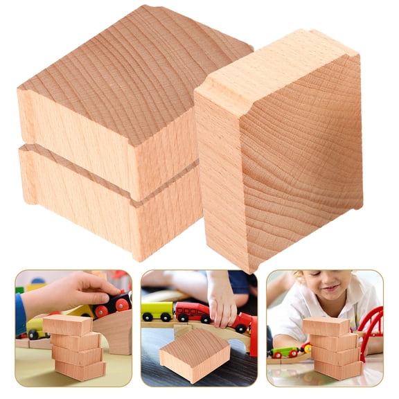 Soimiss Toy Train Support Beech Wood 6pcs Railway Accessories