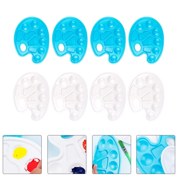 Soimiss 8Pcs Plastic Painting Tray Color Mixing Palette Durable Art Pigment Board for Painting