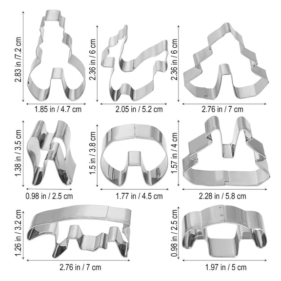 Soimiss Stainless Steel Cookie Molds Plated Silver Non-Stick for Christmas Baking 8Pcs