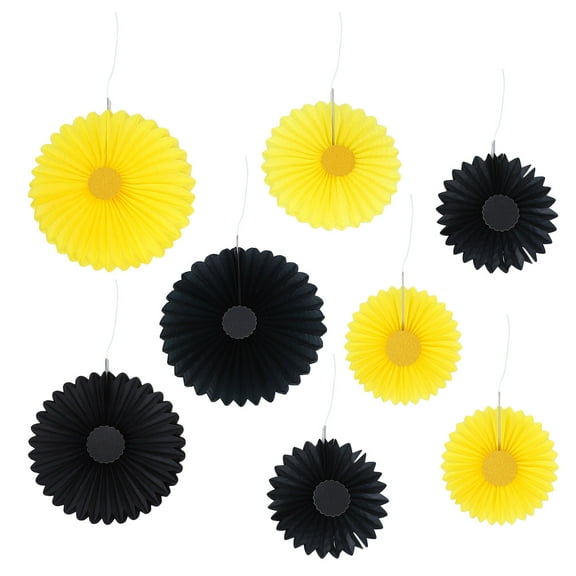 Soimiss 8Pcs Party Themed Desktop Honeycomb Ornaments Black Paper Decor