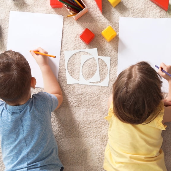 Soimiss 8Pcs Plastic White Circle Stencils for Painting Arts Crafts and Scrapbooking